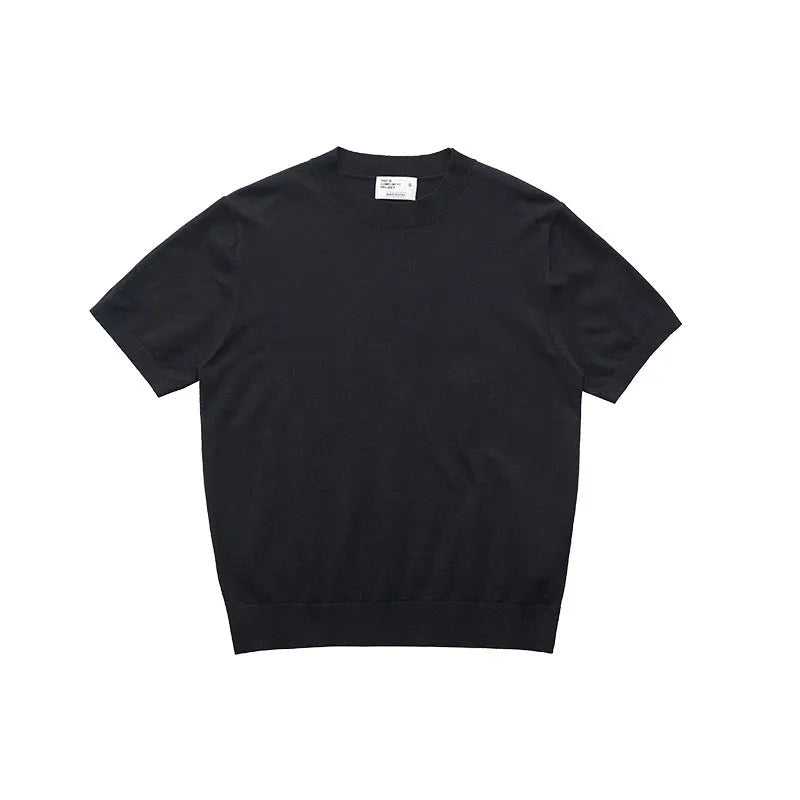 Fanio solid-colour short-sleeved T-shirt with French Australian Velvet fabric on the shoulders.