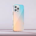 Glossy transparent magnetic iPhone case with chameleon colour-shift design on a smartphone.
