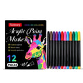 Set of 12 acrylic paint markers with assorted coloured barrels and dual tips for crafts.