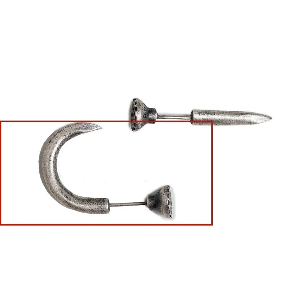 S925 sterling silver punk nail stud earring, straight and curved style options on ear hook.