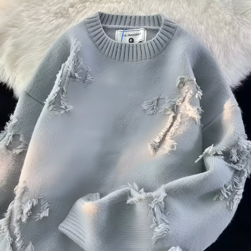 Men's autumn winter ripped hoodie in polyester, available in apricot, black, and gray, sizes M to 3XL