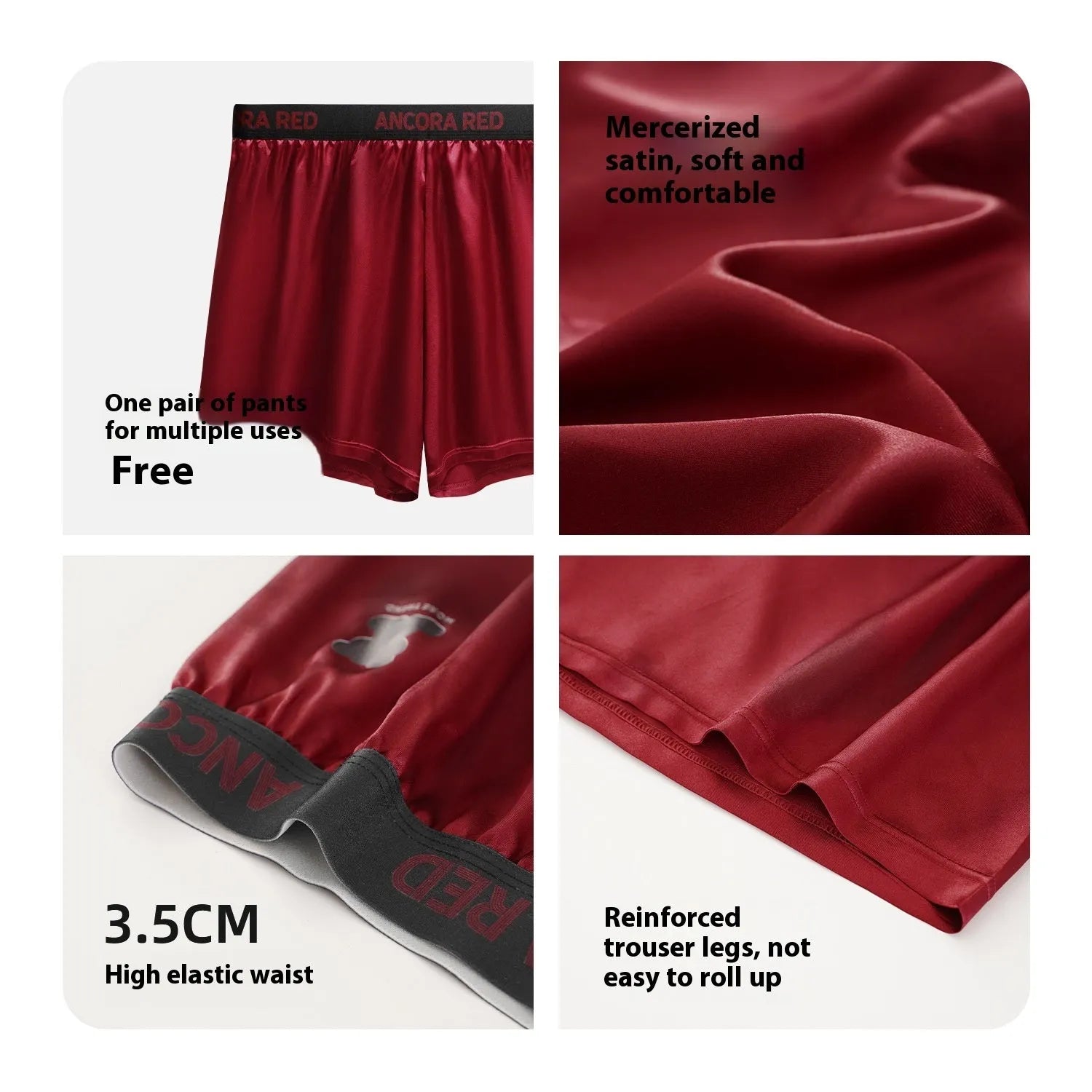 Solid colour men's polyester boxer briefs on a mid waist, shown in multiple colour options.