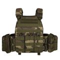 Polyester camouflage tactical vest in army green, black, green CP, or jungle camouflage patterns for outdoor training