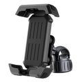 Black ABS cycling phone navigation bracket mounted on bike handlebars