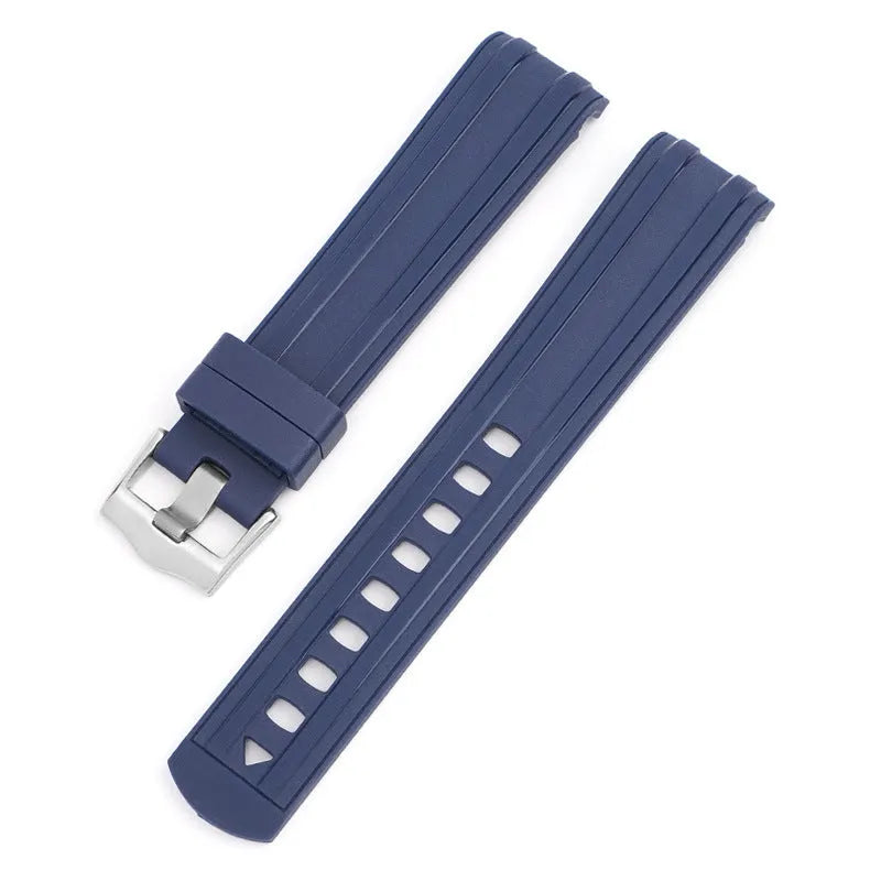 Original style Apple Watch replacement strap in multiple colours with silver buckle, shown in 20mm and 22mm sizes.