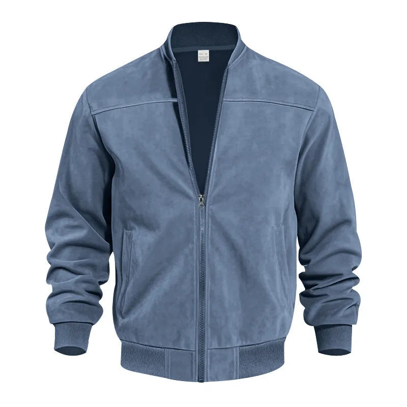 Men's plus size suede jacket with zipper front in multiple colour options