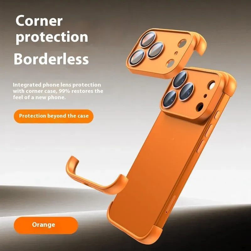 High-grade shell mobile phone case for iPhone 17 series in black, orange, grey, and desert colour options.