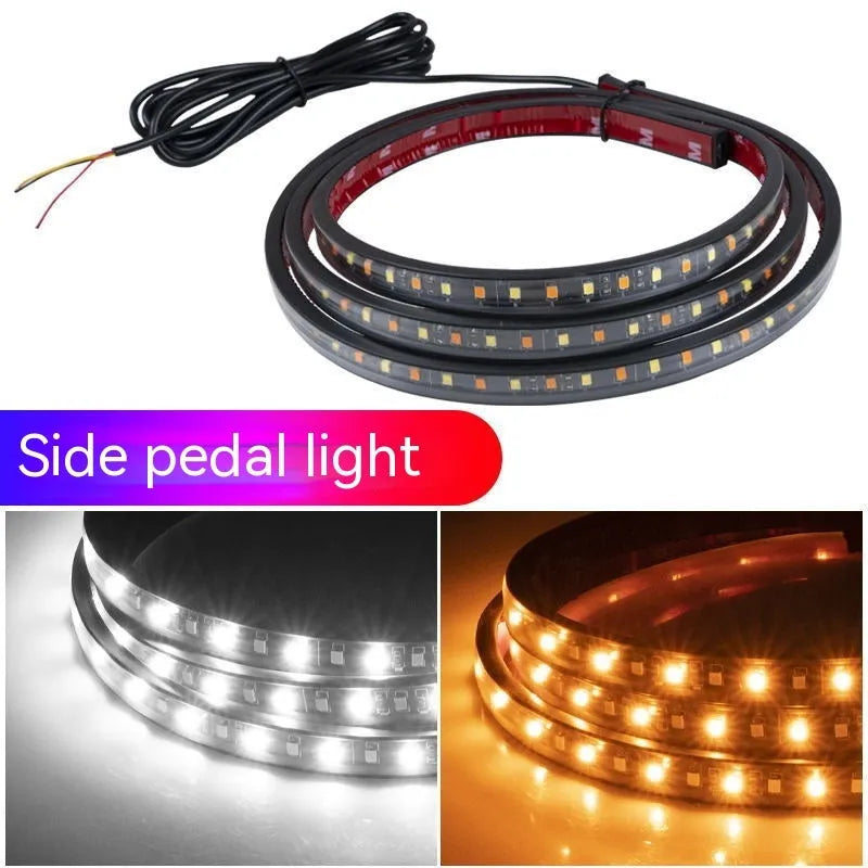 60-inch white-yellow LED underglow car lights with streamer effect and side steering illumination
