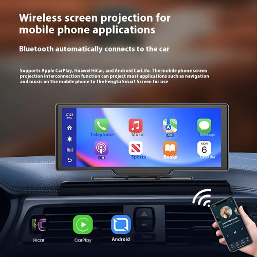 10-inch car smart screen with CarPlay and dual camera recording system