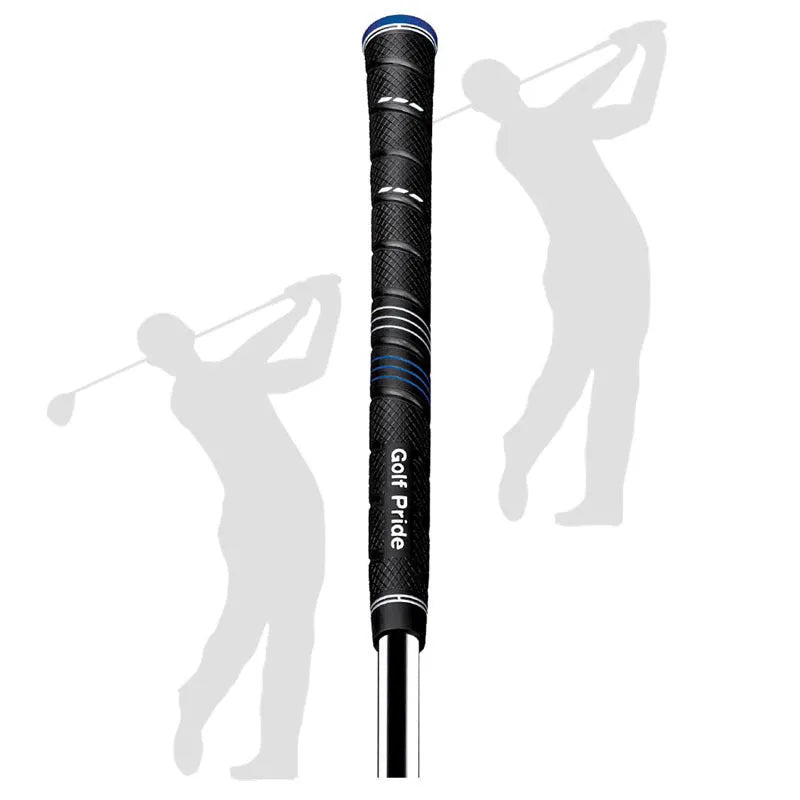 Blue PU golf grip for iron or wood clubs with non-slip surface pattern, midsize option