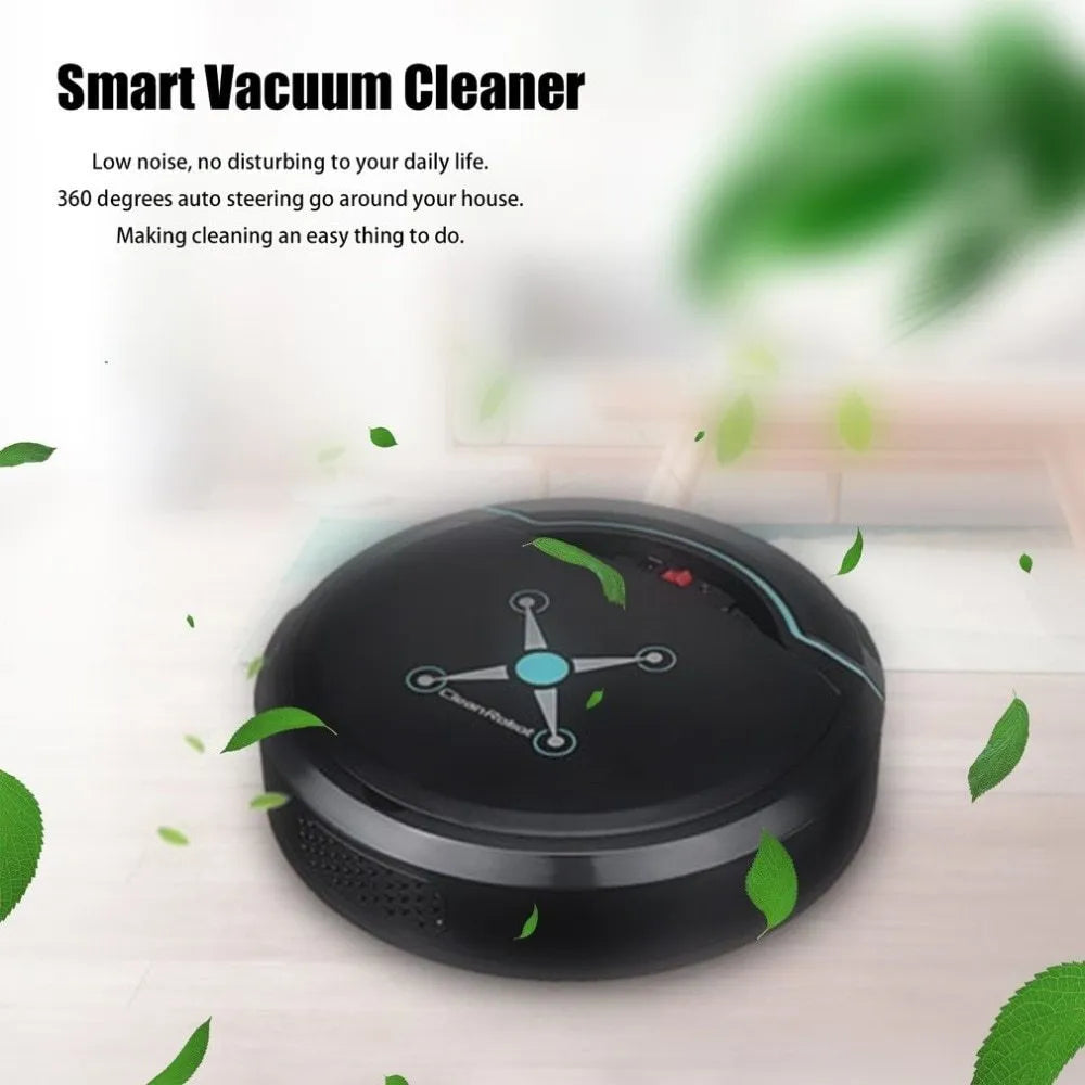 Smart robot vacuum cleaner in white, 22.8cm diameter, ABS construction, with obstacle sensors