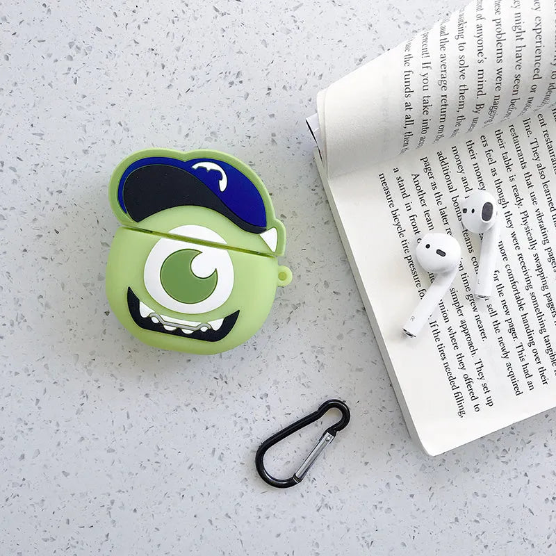 Green silicone protective case for Apple AirPods with cartoon animal design