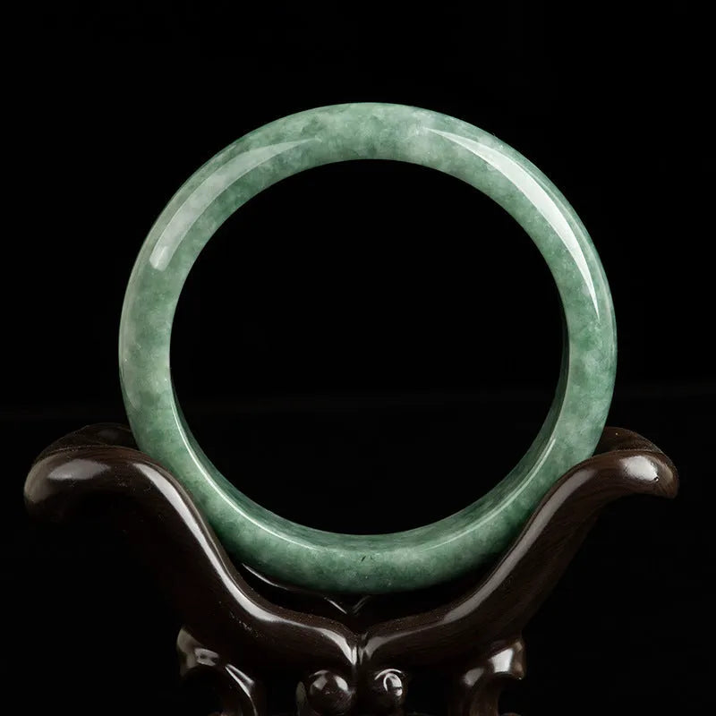 Dark pea green jade beaded bracelet for women on a gift box with certificate.