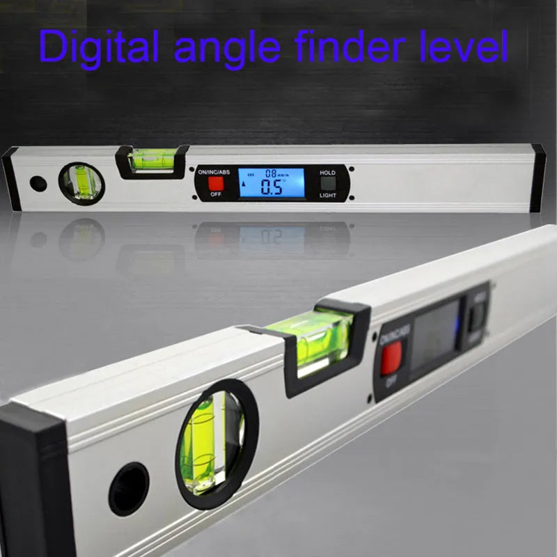 Digital magnetic angle meter 400mm with flip-up LCD display and four built-in magnets on base plate