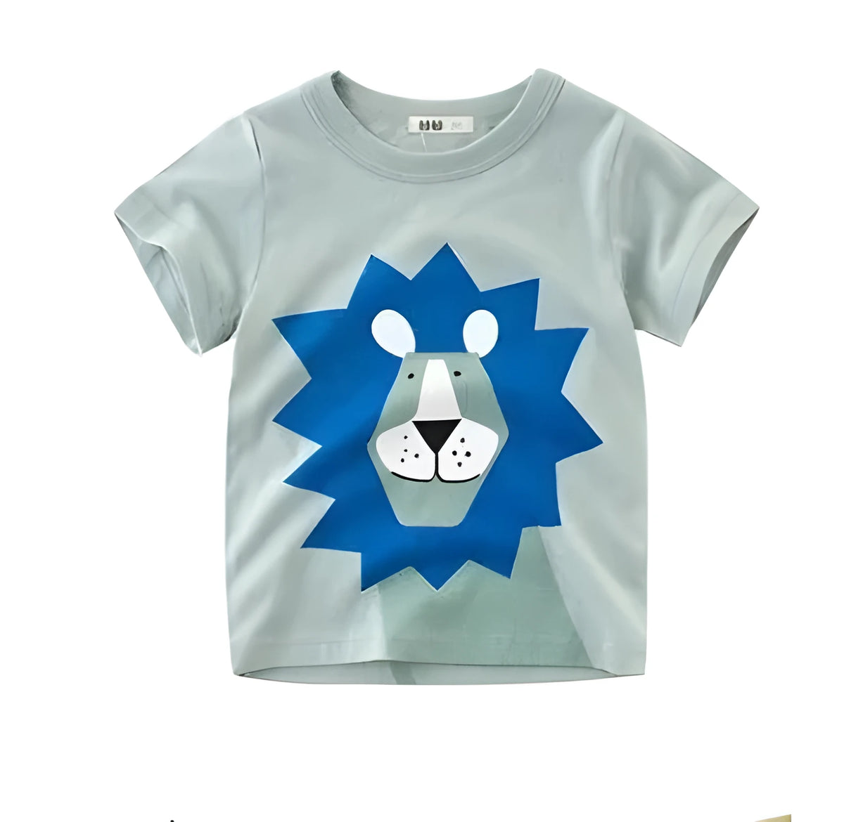 Boy's green lion print cotton T-shirt on hanger, sizes 90cm to 140cm