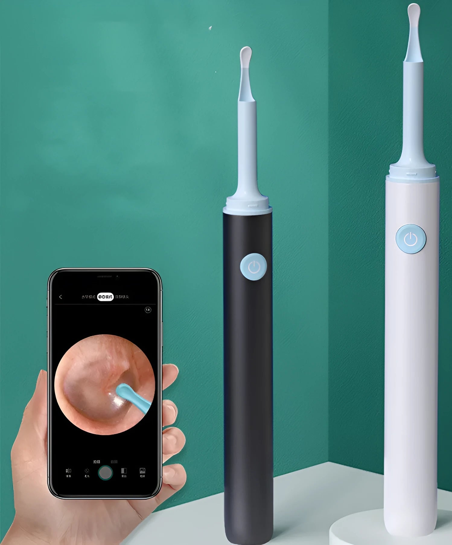 Smart visual ear spoon with 5MP high-definition endoscope lens and LED light for safe ear cleaning