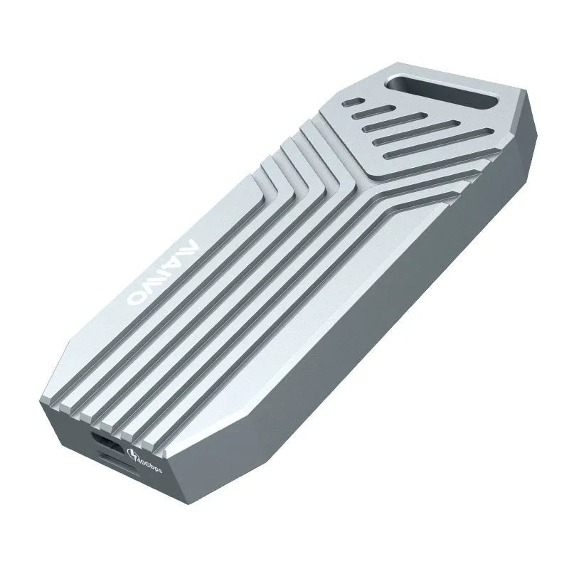 Thunderbolt 4 compatible M.2 NVMe SSD external enclosure in aluminium case with cooling fan option