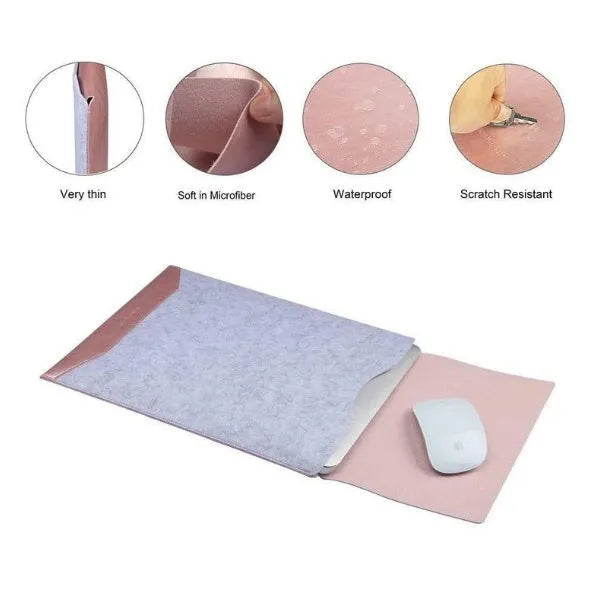 Minimalist laptop sleeve with mousepad in Rose Gold for 13.3 inch MacBook Pro