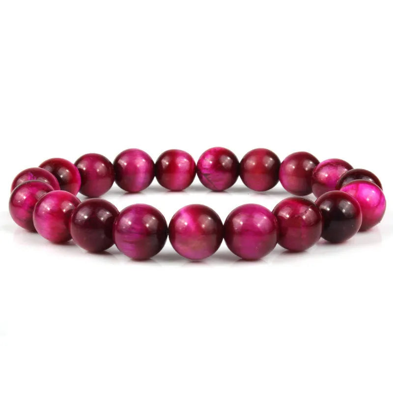 Natural tiger eye stone bracelet with round beads in a choice of colours and sizes