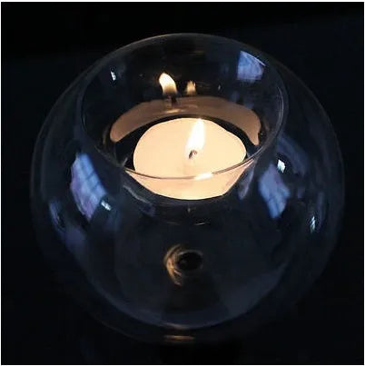 Handmade hot glass round hollow candle holder in Europe style