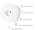 Smart Wi-Fi socket plug with voice control in compact white housing showing plug pins