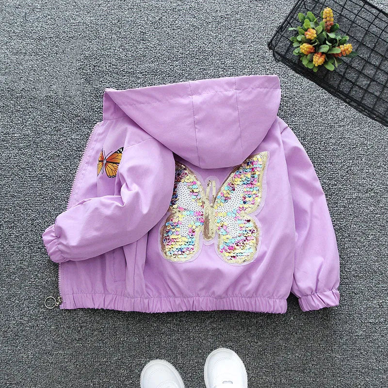 Girls animal print polyester hoodie in pink and purple colours for heights 90-160cm