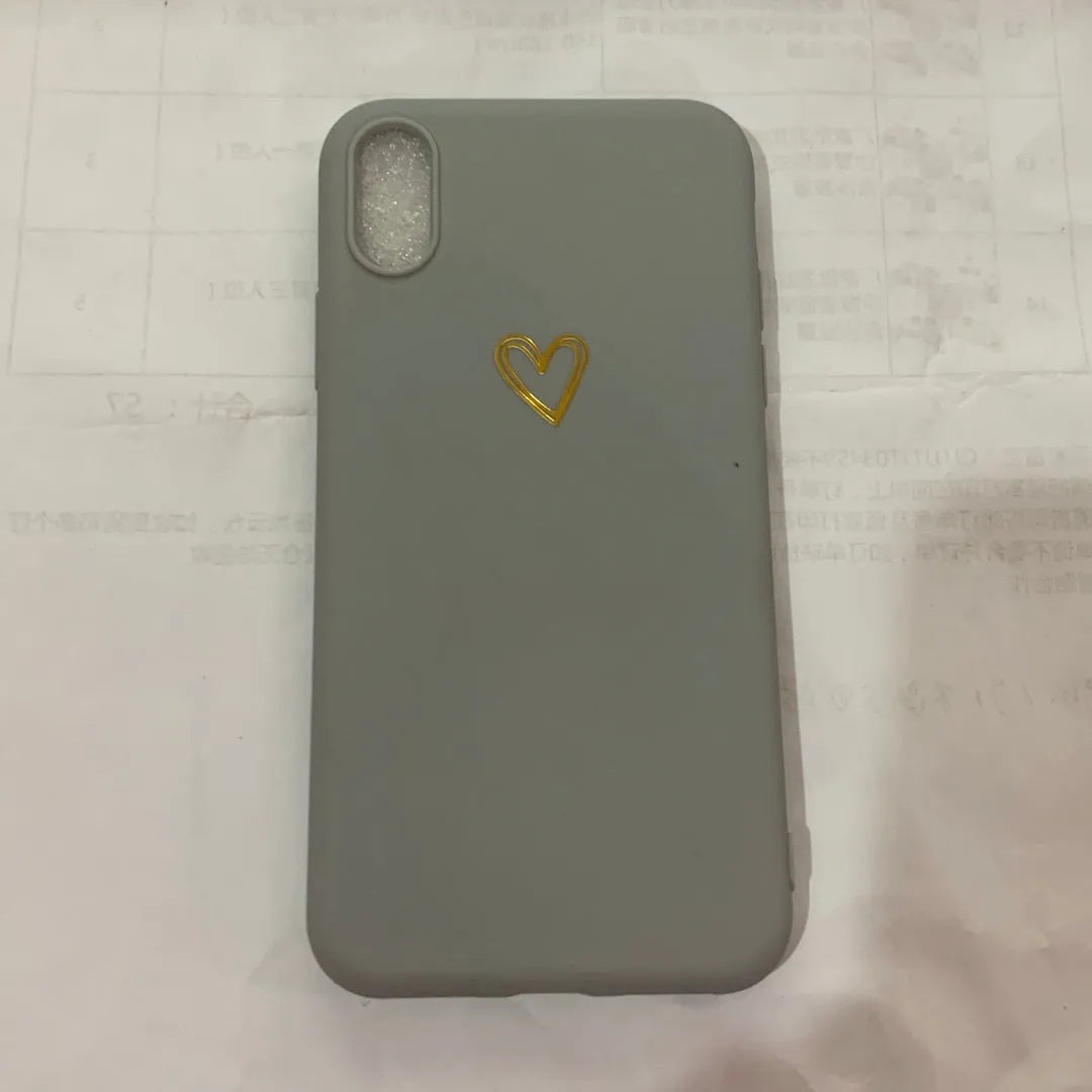 Simple hand-painted love design matte TPU iPhone case in cold wind colour with lanyard holes