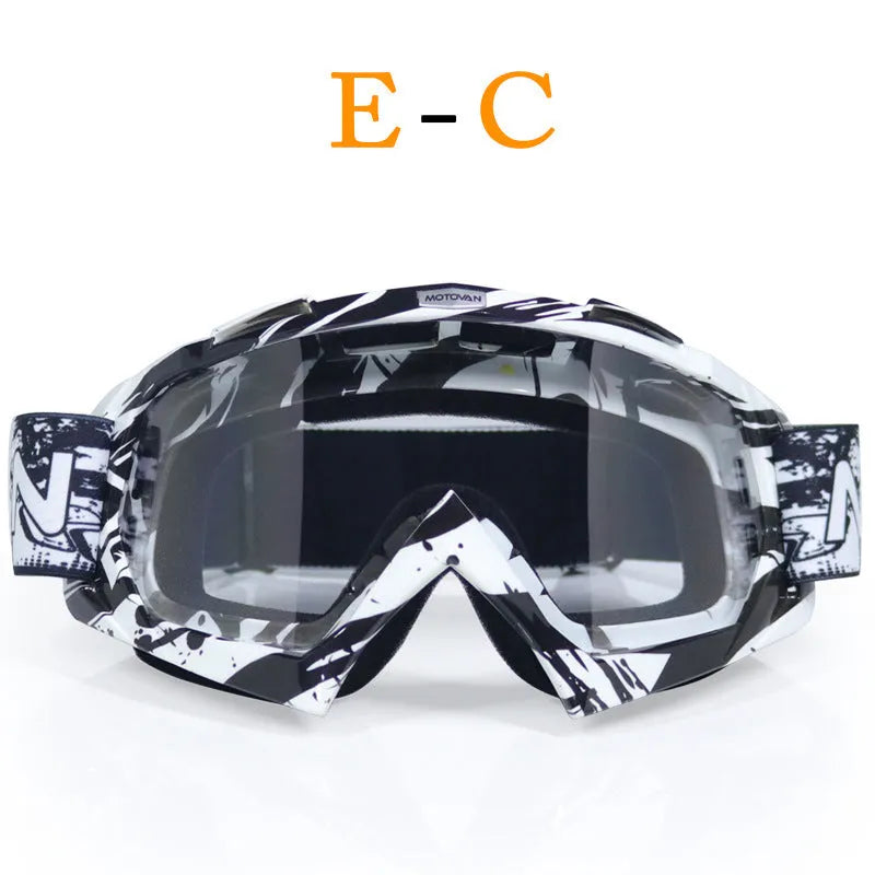 Unisex off-road riding goggles with ABS frame and interchangeable lenses, windproof design, available in multiple colours