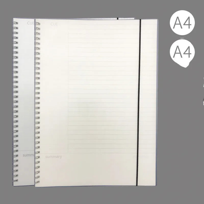 Hard cover A4 notebook with PP plastic and grid ruling patterns for accounting use