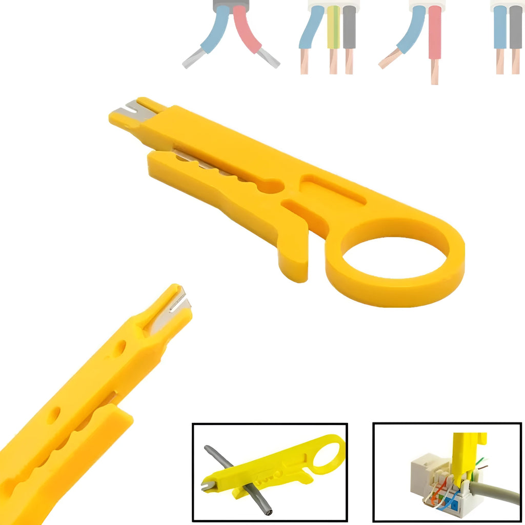 Yellow mini portable wire stripper tool with 0.6mm stripping diameter for electrical and communication cables