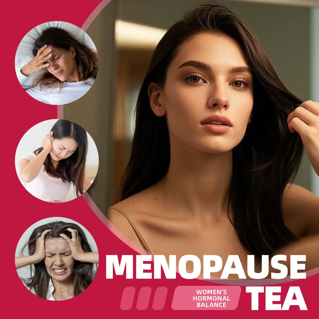 Women's menopausal health flower bag tea pack with 10 small bags on table