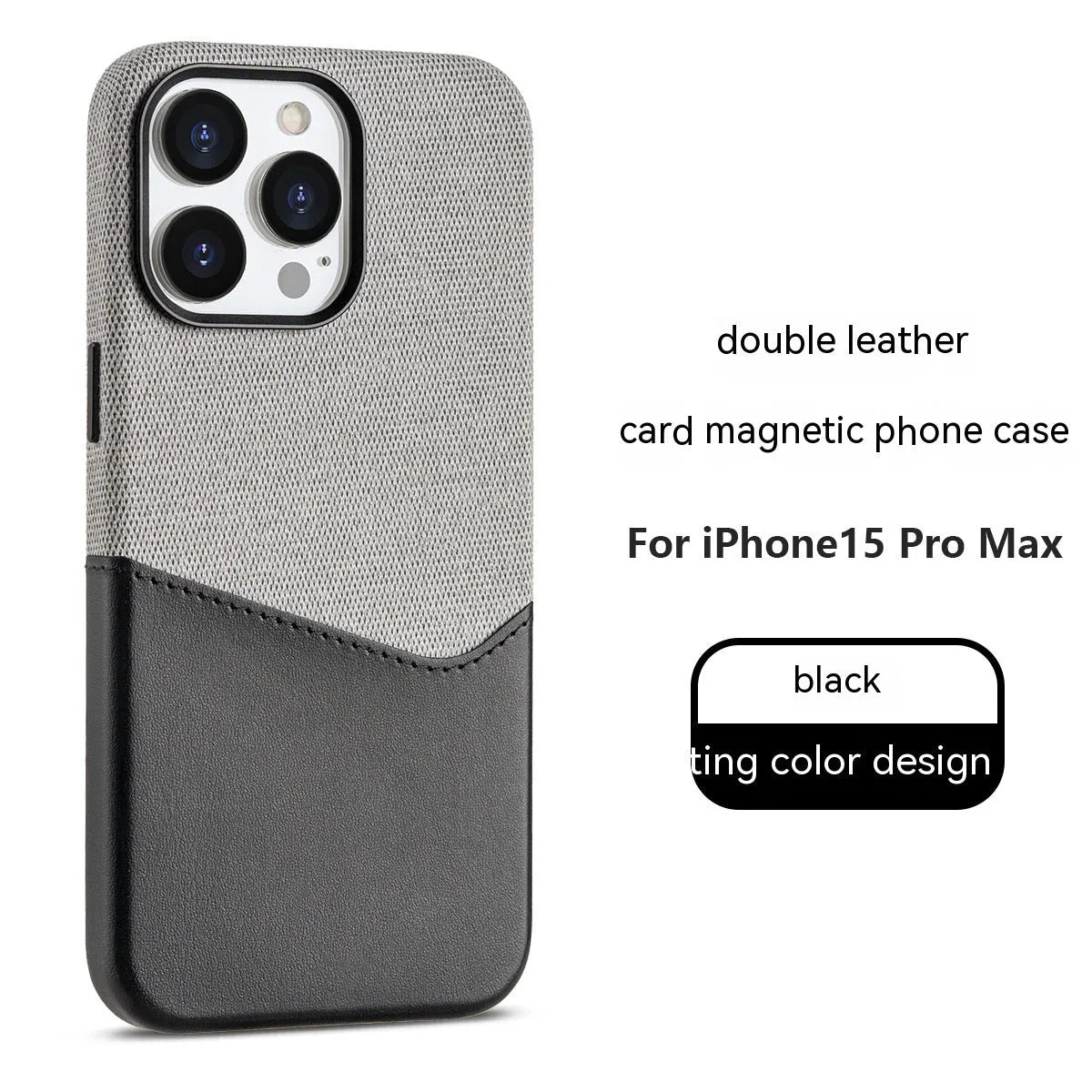 Leather magnetic card phone case in orange colour matching with card holder on back for iPhone
