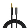 Nylon braided car audio extension cable in black, 1.5m length, bare wire ends