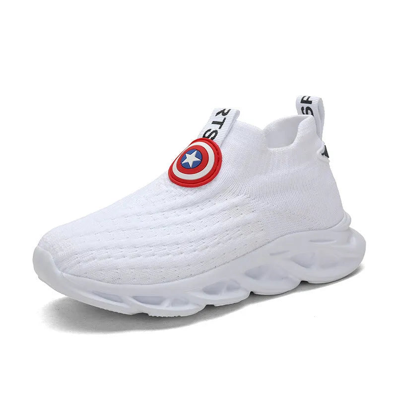 Children's black and white knitted overshoes with MD soles for runway events