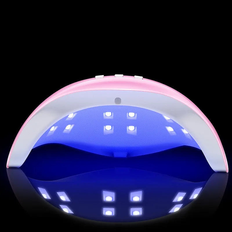 Pink 54W UV LED nail lamp with LCD display and infrared sensor for fast nail drying