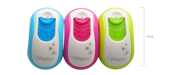 Double hole pencil sharpener with solid closed hole design, for normal and thick pencils, random colour