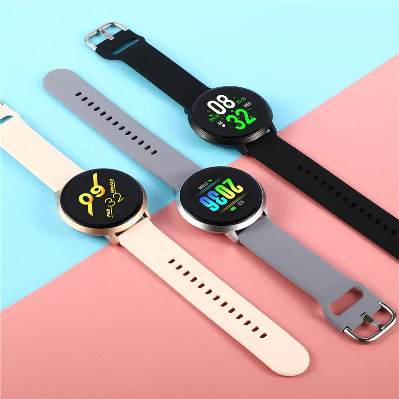 Ultra-thin waterproof smart health bracelet with 1.3 inch touch screen, zinc alloy body, and silicone wristband in black
