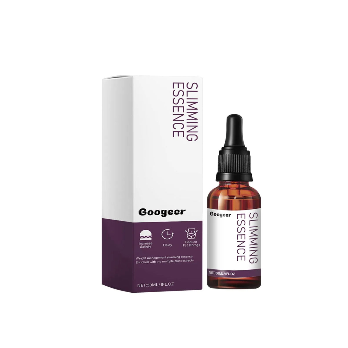 30ml bottle of body shaping drops serum for tightening thighs, arms, and belly.