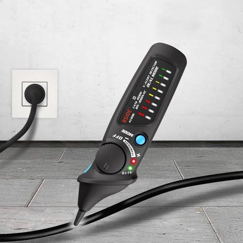 Smart sensor high voltage test pencil with round head tip and LED indicator light