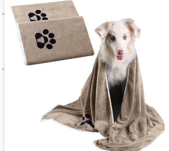 Brown ultra-fine fiber pet towel for dogs, water absorbing and quick drying, size 35x75cm