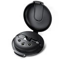 Black 3-in-1 magnetic retractable car phone charger with USB cable and mounting patch