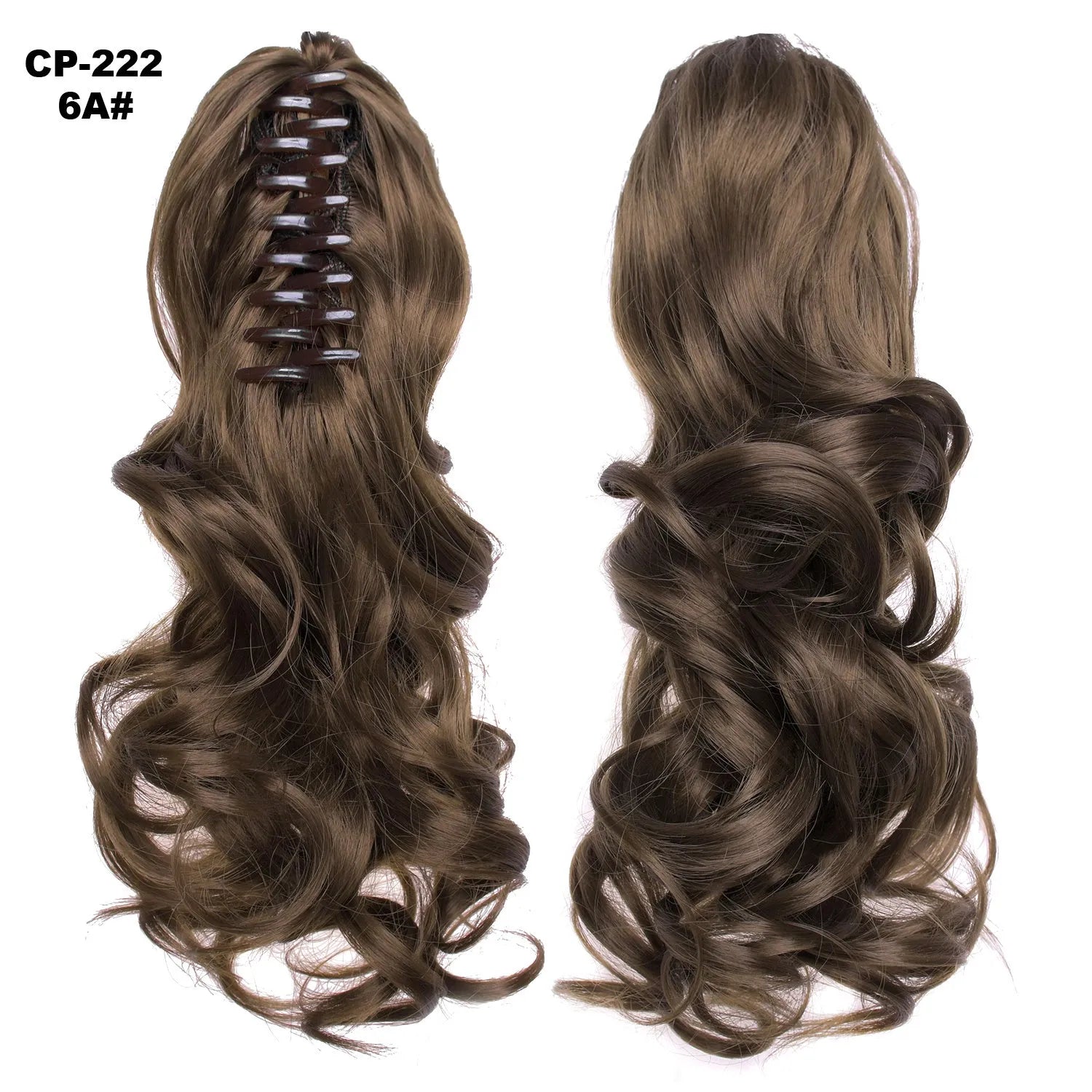 Long wave ponytail wrap around clip in hair extension 40cm chemical fiber natural wave grey hairpiece