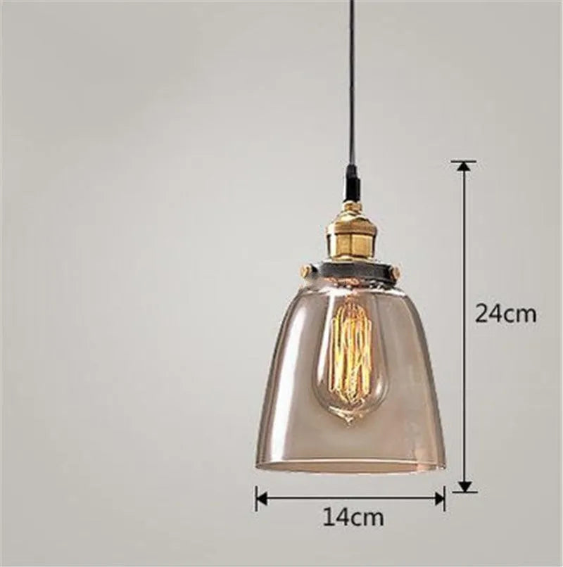 Nordic industrial glass chandelier in amber with adjustable 1.2m height