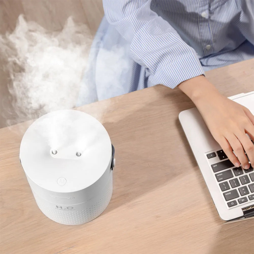 1100ml wireless dual spray humidifier in green with 4000mAh battery for home car and office