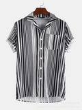 Men's summer holiday Hawaiian shirt black cotton blend short sleeve relaxed fit front view