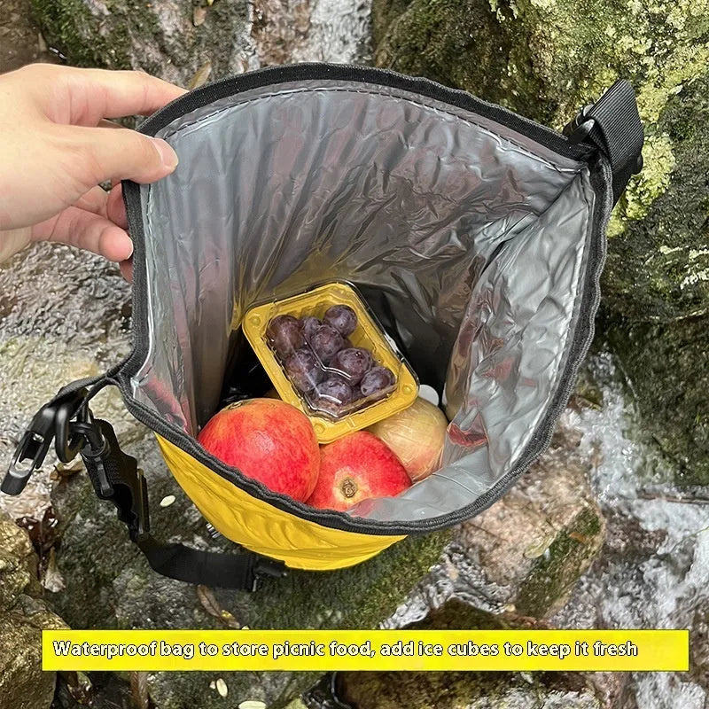 Yellow and black outdoor waterproof backpack with dry wet separation compartment for water sports