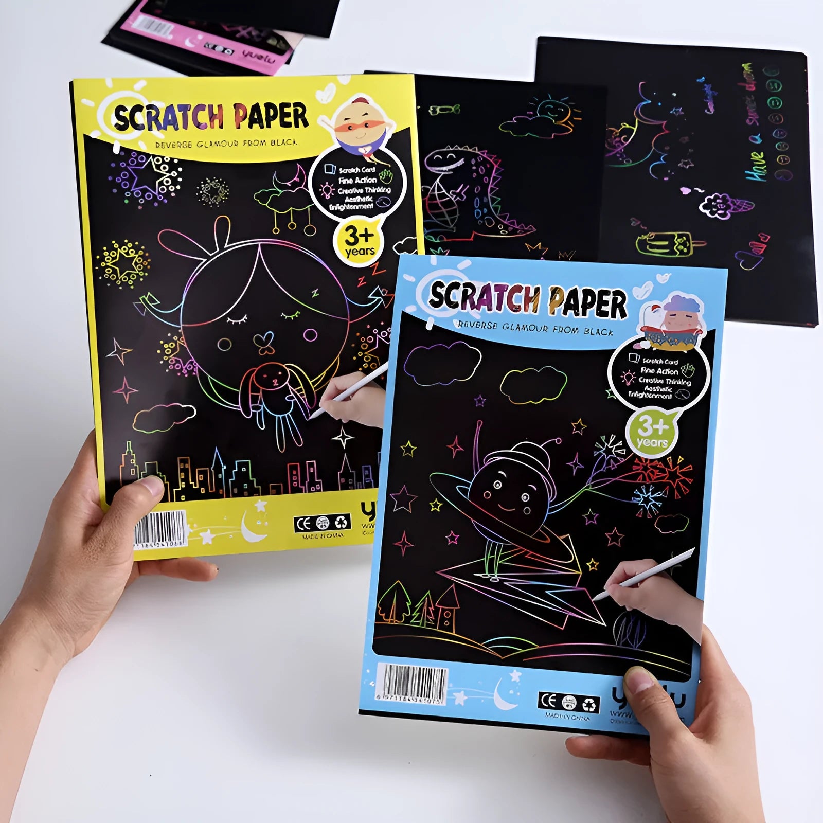 Children's handmade drawing paper in solid colour for scraping with A4 and 16K size options