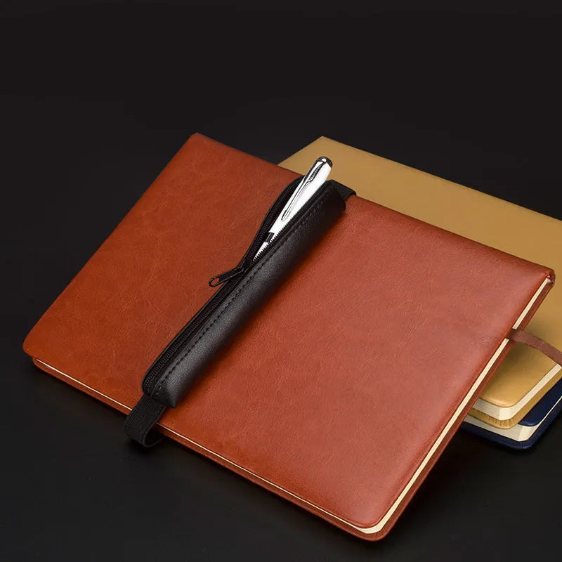Long slim beige grey PU leather pencil case showing 16.5cm length