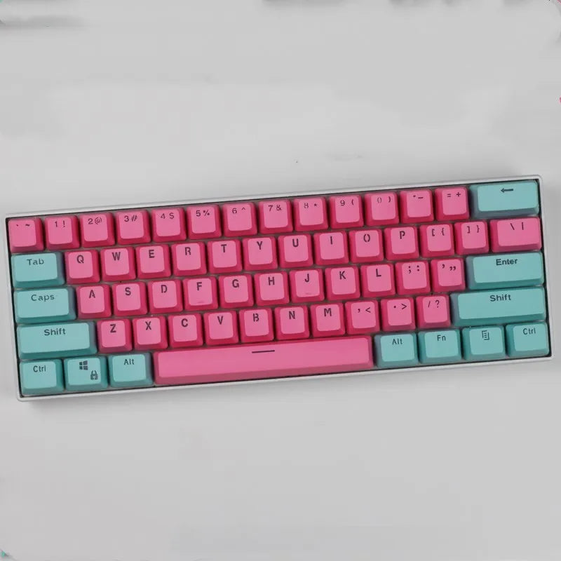 PBT transparent keycap set with OEM height profile and two-shot injection light-transmitting characters for 60% mechanical keyboards