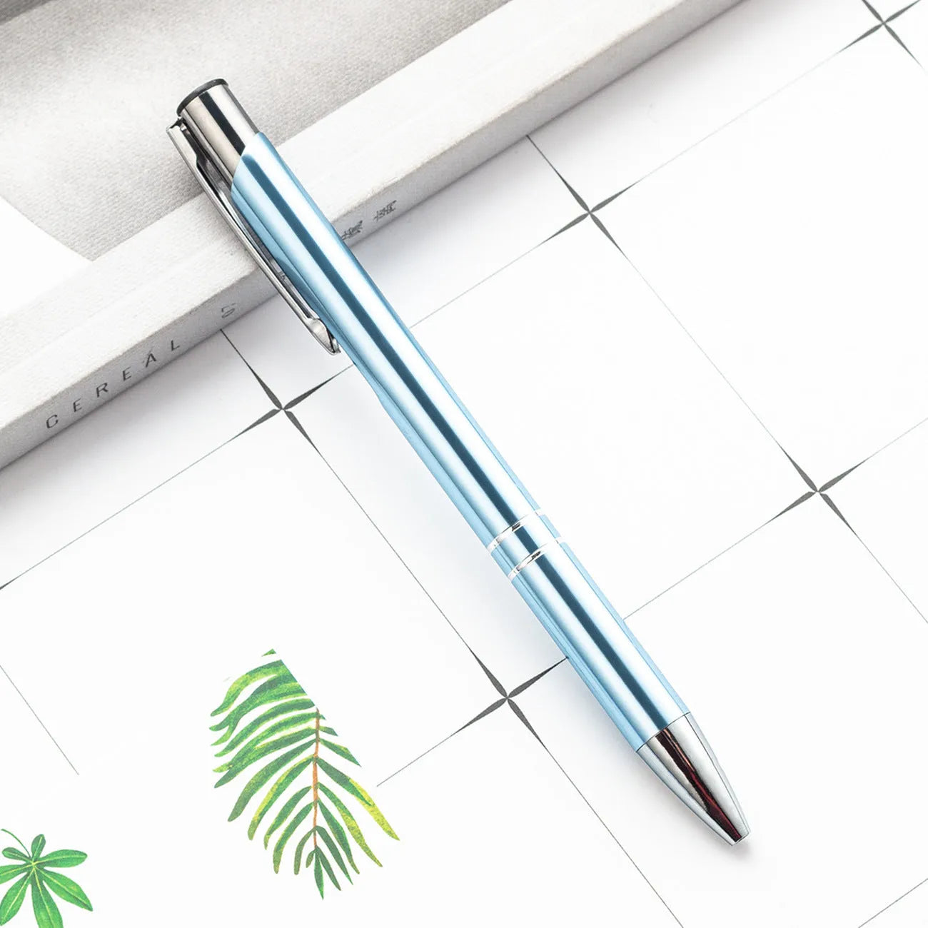 Metal ballpoint pen with aluminium barrel in multiple colour options including champagne gold and painted silver